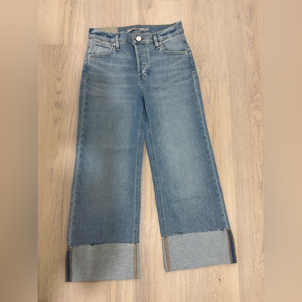 Hudson Jeans Light Blue Rosie Wide-Leg Cuffed Denim